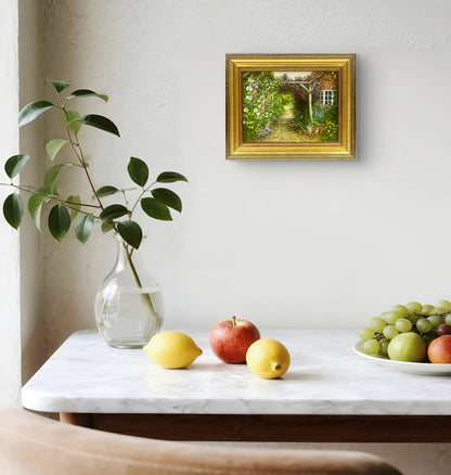 Hollyhocks in the Arbor