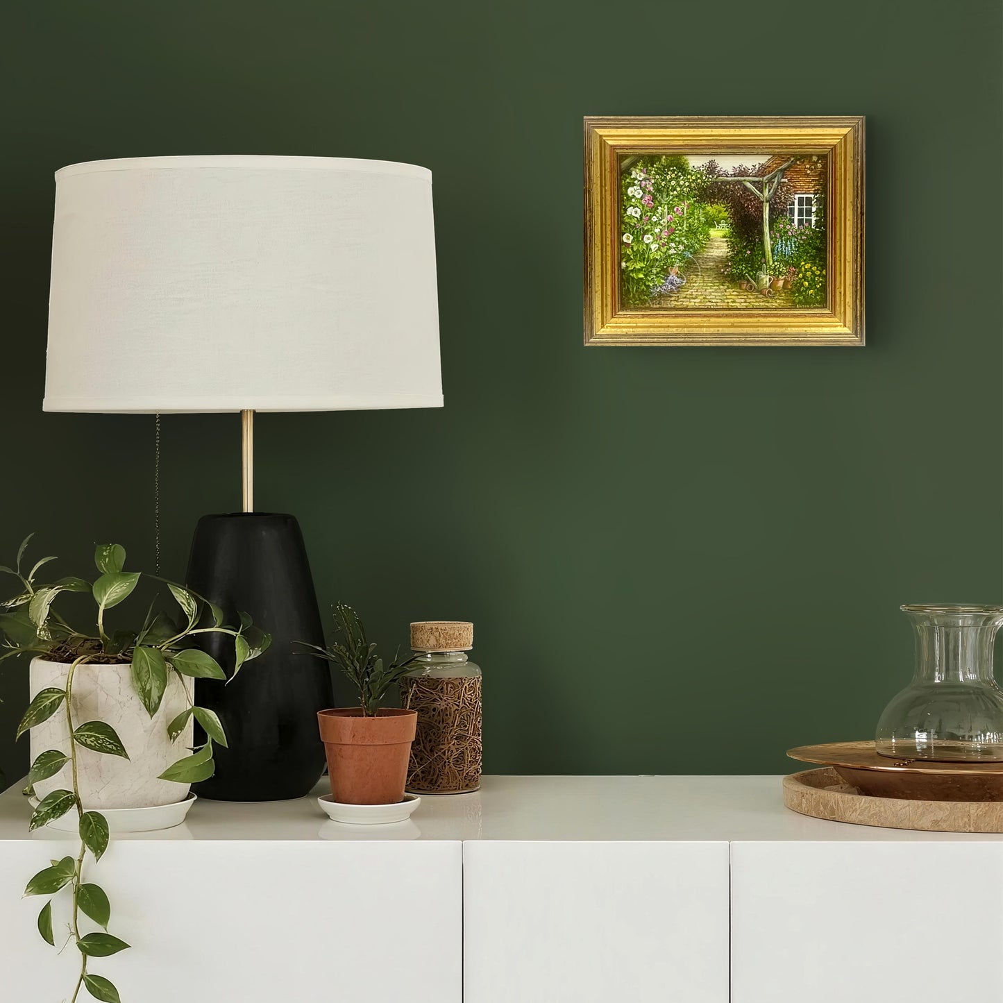 Hollyhocks in the Arbor