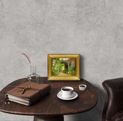 Hollyhocks in the Arbor